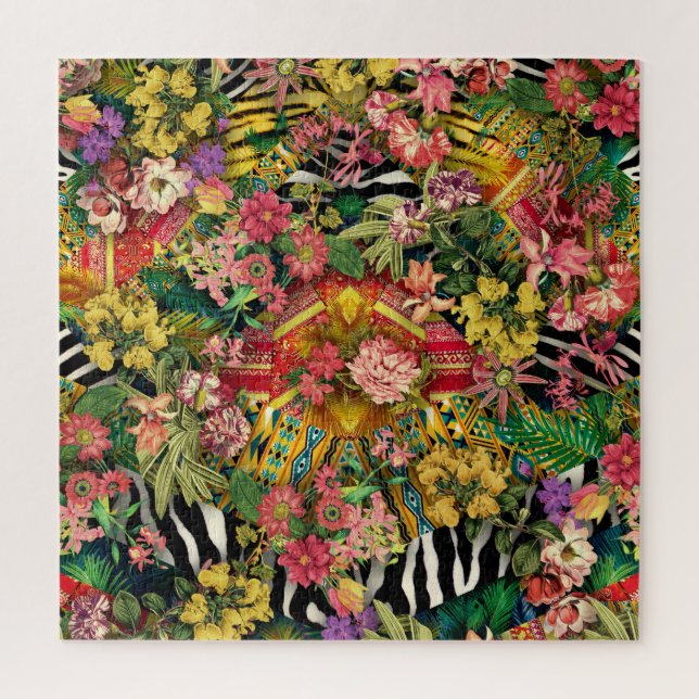 Tier Print and Tropical Floral Abstract Pattern (Vertikal)