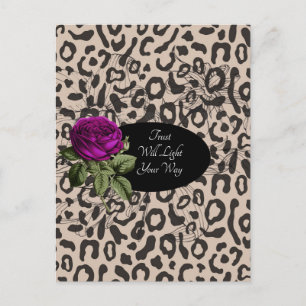 Tier Print Floral Postcard Designer Postkarte