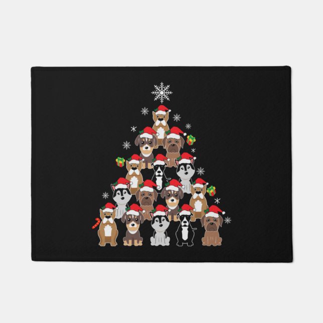 Tier sitzen im Schnee mit Lichtern Weihnachten Fußmatte (Vorderseite)