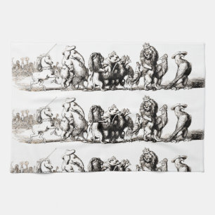 Tier Süße Kunst Einhorn Elefant Löwe Zoo Geschirrtuch