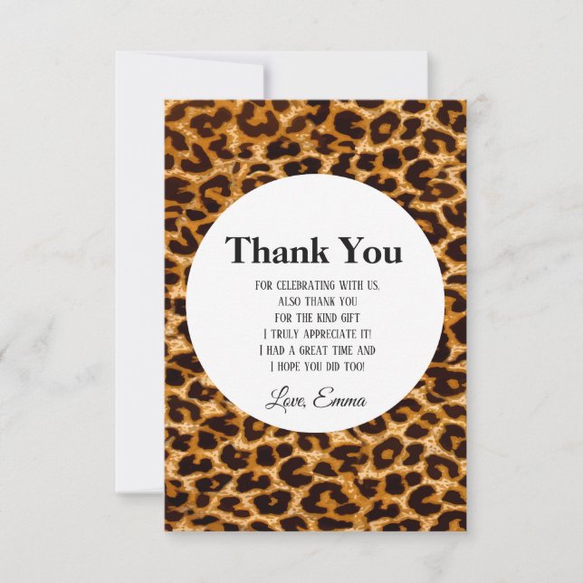 Tier, Tierdruck, Leopard, Geparden vielen Dank Dankeskarte (Vorderseite)