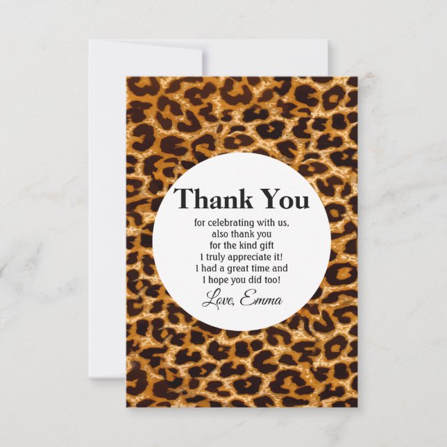 Tier, Tierdruck, Leopard, Geparden vielen Dank Einladung (Vorderseite)