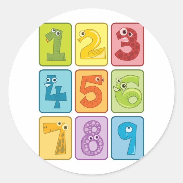 Tier und Anzahl Runder Aufkleber (Vorderseite)