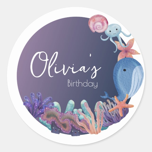 Tier unter dem Meeresgrund Runder Aufkleber (Vorderseite)