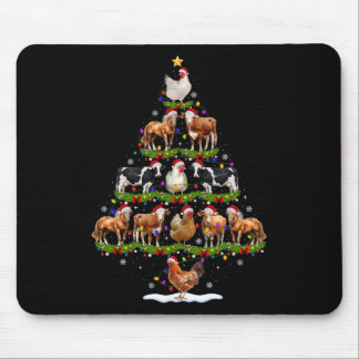 Tier-Weihnachtsbaum-Lichter Huhn Kuh Ziege Bauernh Mousepad