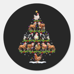 Tier-Weihnachtsbaum-Lichter Huhn Kuh Ziege Bauernh Runder Aufkleber