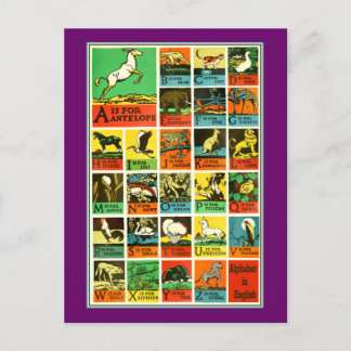 Tierabc-Alphabet Diagrammlehrer und -anfänger Postkarte
