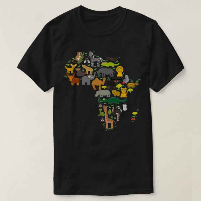 Tierafrikanischer Papagei Hyena Rhinoceros Zebra H T-Shirt (Design vorne)