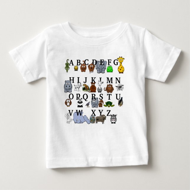 Tieralphabet Baby T-shirt (Vorderseite)