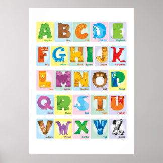 Tieralphabet - Quadrate Poster