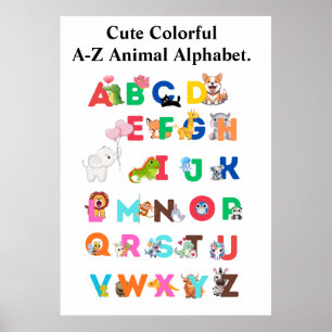 Tieralphabet von A-Z – Süßes buntes ABC Poster