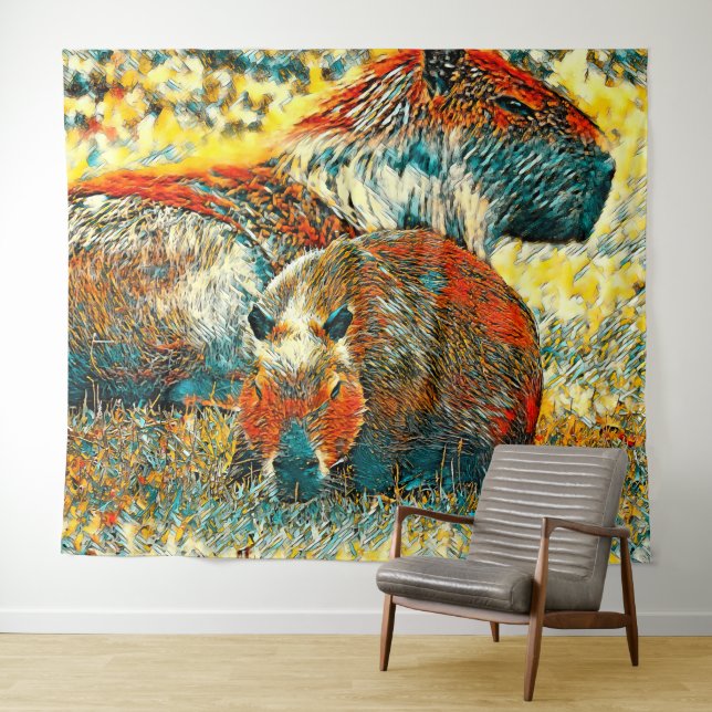 TierArt_Capybara_004 Wandteppich (Beispiel (Horizontal))