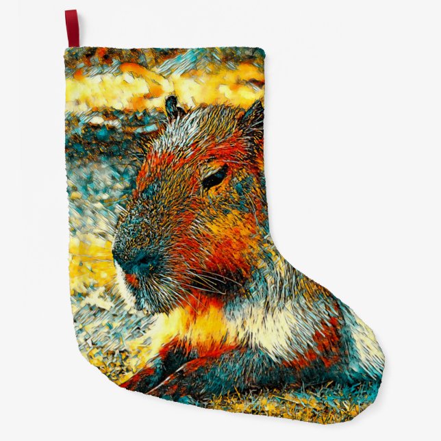 TierArt_Capybara_006 Großer Weihnachtsstrumpf (Vorderseite)