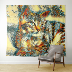 TierArt_Cat_015 Wandteppich