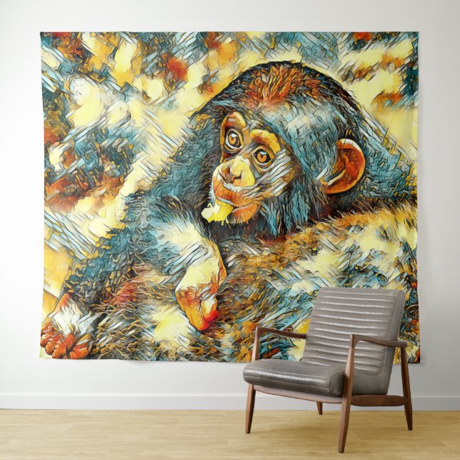 TierArt_Chimpanzee_004 Wandteppich (Beispiel (Horizontal))