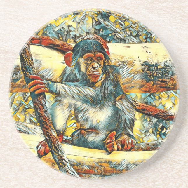 TierArt_Chimpanzee_011 Getränkeuntersetzer (Vorne)