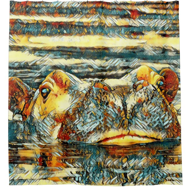 TierArt_Hippo_001 Duschvorhang (Vorderseite)