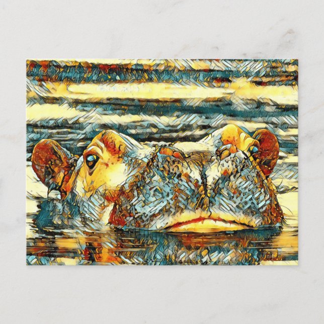 TierArt_Hippo_001 Postkarte (Vorderseite)