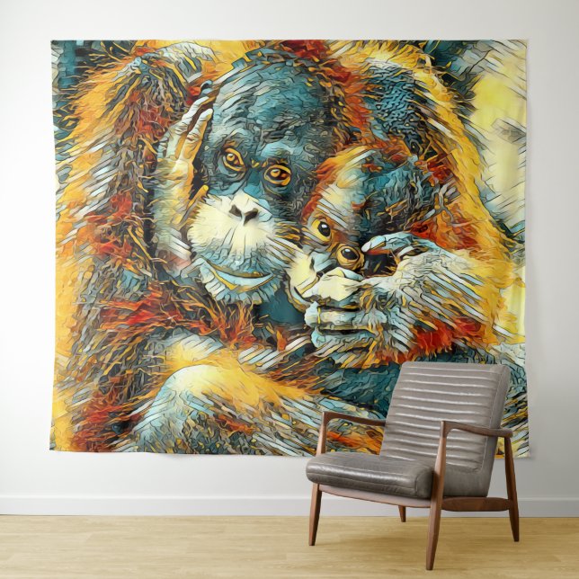 TierArt_OrangUtan_003 Wandteppich (Beispiel (Horizontal))