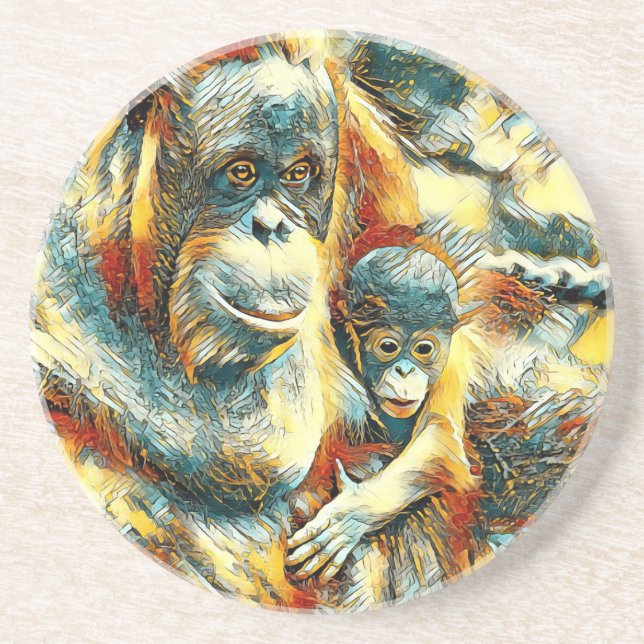 TierArt_OrangUtan_015 Getränkeuntersetzer (Vorne)