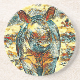 TierArt_Rhino_001 Getränkeuntersetzer