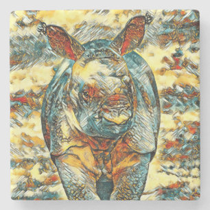 TierArt_Rhino_001 Steinuntersetzer