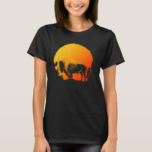 Tierart Wildtiere Retro Silhouette Bison Buf T-Shirt