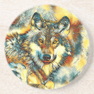 TierArt_Wolf_001 Getränkeuntersetzer