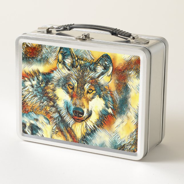 TierArt_Wolf_001 Metall Brotdose (Vorderseite)