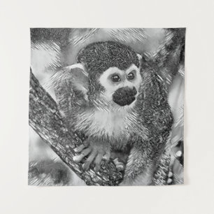 TierArtBW_Monkey_002 Wandteppich