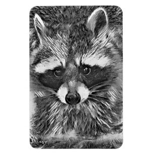 TierArtBW_Raccoon_006 Magnet