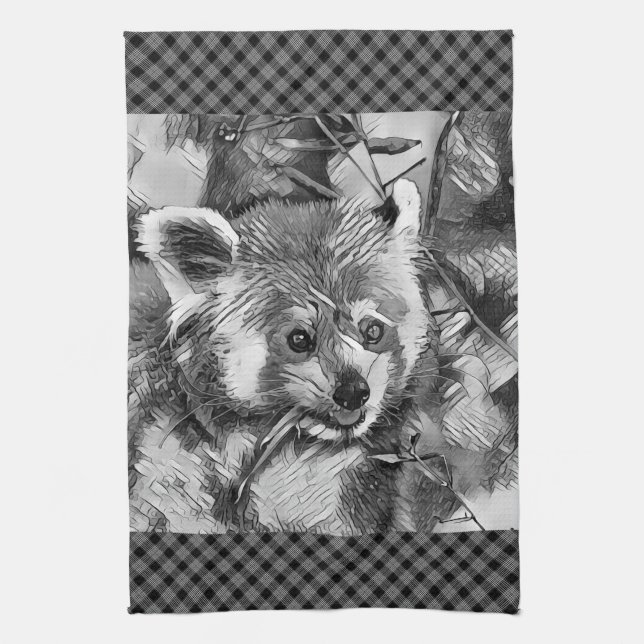 TierArtBW_RedPanda_003 Geschirrtuch (Vertikal)