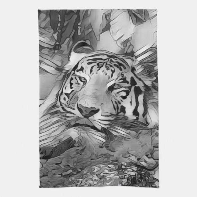 TierArtBW_Tiger_002 Geschirrtuch (Vertikal)