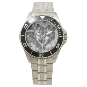 TierArtBW_Wolf_001 Armbanduhr