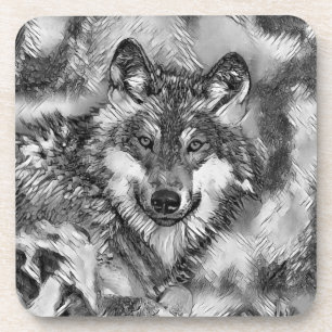 TierArtBW_Wolf_001 Getränkeuntersetzer
