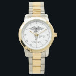 Tierarzneimittel Caduceus Symbol Individuelle Name Armbanduhr<br><div class="desc">Ein Tierarztsymbol mit ärztlicher Kadukus-Uhr mit Ihrem Namen und offizieller Titelabkürzung.</div>