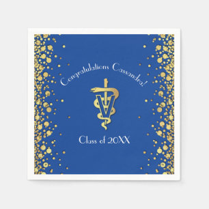 Tierarzt Abschluss Blau Gold Serviette