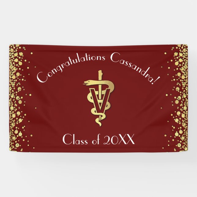 Tierarzt Abschluss Maroon Gold Banner (Horizontal)