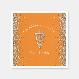 Tierarzt-Abschluss Orange Silber Serviette