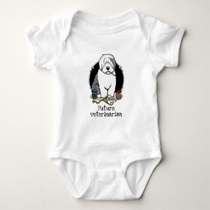 Tierarzt Alt Englisch Schafhund Grau 1 Niedlicher Baby Strampler
