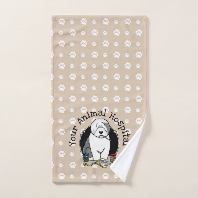 Tierarzt Alt Englisch Schafhund Grau 1 Niedlicher  Badhandtuch Set (Handtuch)
