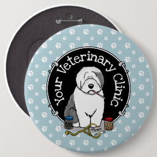 Tierarzt Alt Englisch Schafhund Grau 1 Niedlicher Button
