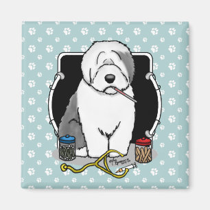 Tierarzt Alt Englisch Schafhund Grau 1 Niedlicher  Magnet