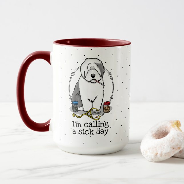 Tierarzt Alt Englisch Schafhund Grau 1 Niedlicher  Tasse (Mit Donut)