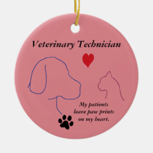 Tierarzt - Drucke auf meinem Herzen 2 Pink Ce Keramik Ornament