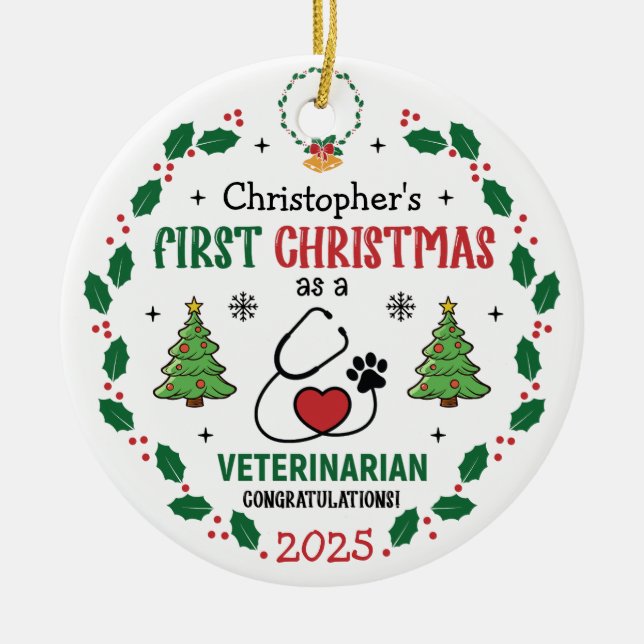 Tierarzt Erste Weihnachtsfeier Personalisierte Orn Keramik Ornament (Vorne)