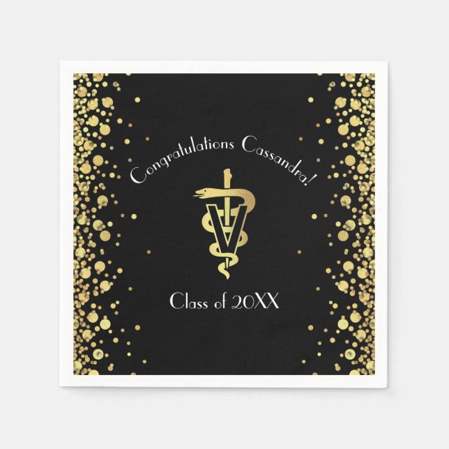 Tierarzt Gold Abschluss Serviette (Vorderseite)