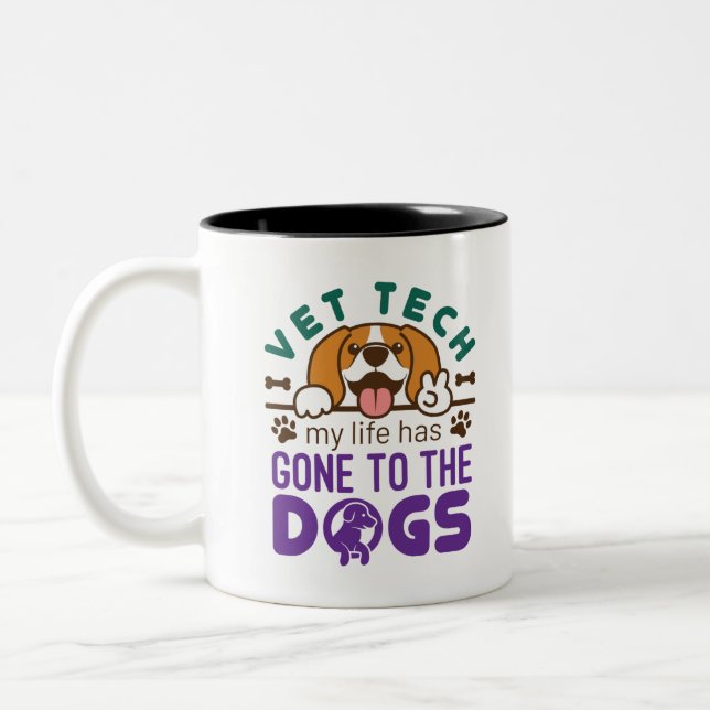 Tierarzt Leben für Hunde Zweifarbige Tasse (Links)
