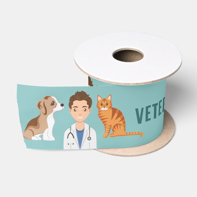 Tierarzt mit Hund und Katze Satinband (Spule)