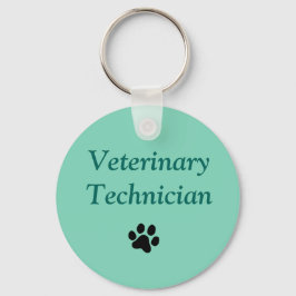 Tierarzt/Schwarze Paw Print/Grün Schlüsselanhänger